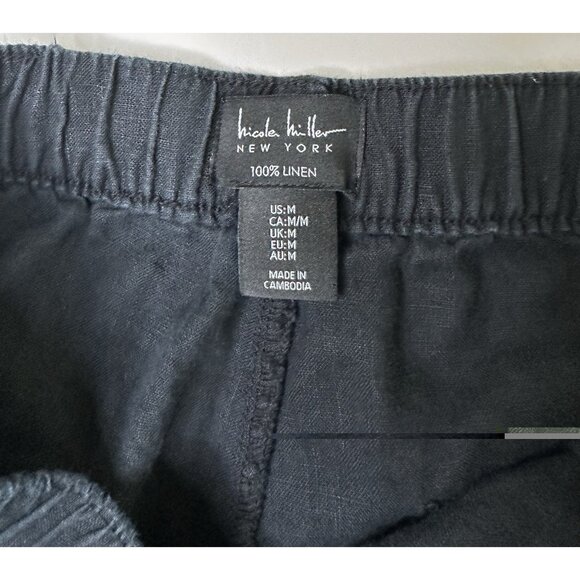 Nicole Miller 100% European Flex Linen Black Cargo Jogger Pants M Women’s - Picture 4 of 7